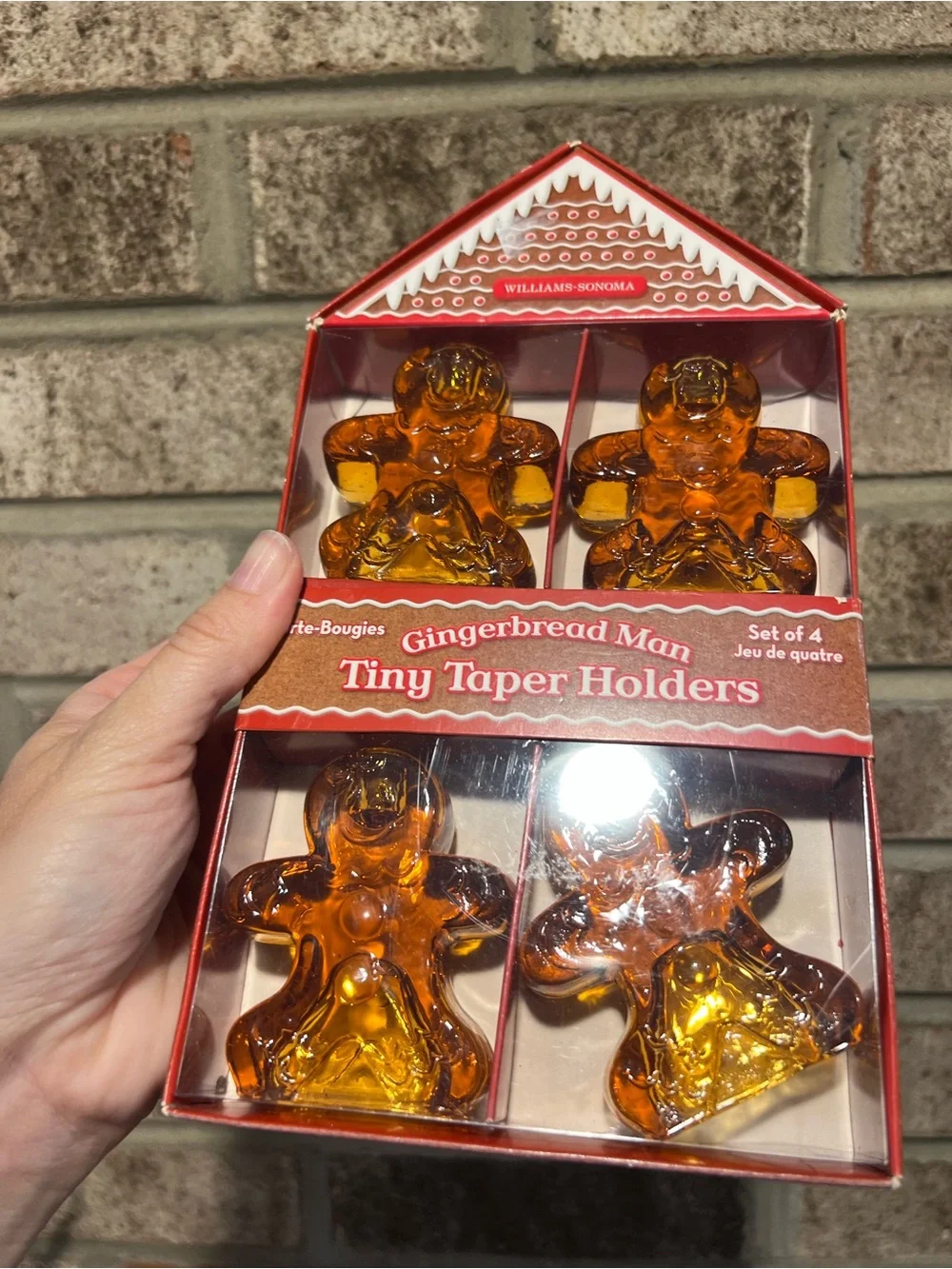 William Sonoma Gingerbread Man Tiny Taper Glass Holders